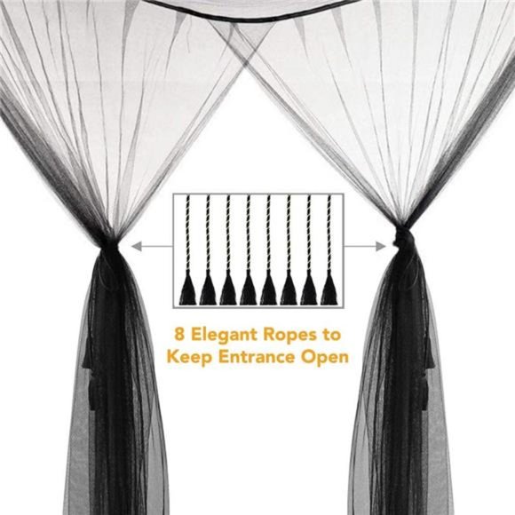 4 Corner Mosquito Net Black Canopy Bed Curtains for Full/Queen/King Size Bed - Picture 5 of 6